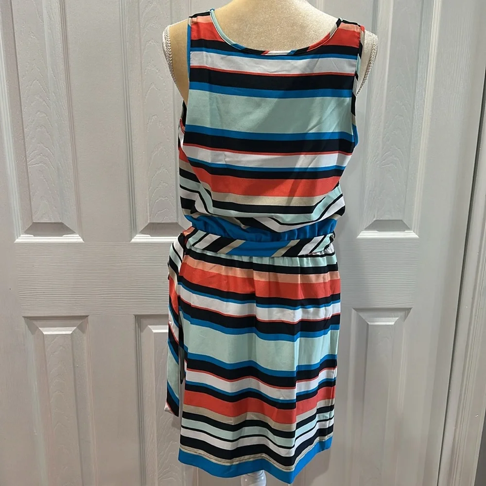 Banana Republic Striped Sleeveless Dress with Belt Size 8 - Picture 4 of 9